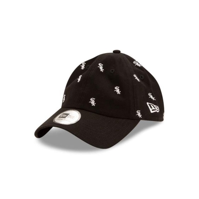 Black Chicago White Sox Hat - New Era MLB All Over Logo Casual Classic Adjustable Caps USA2610598